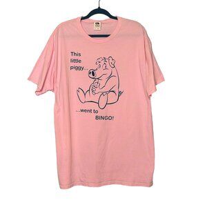 Funny Piggy Bingo Graphic T-Shirt XL - Fruit Of The Loom HD Cotton‎ Pink